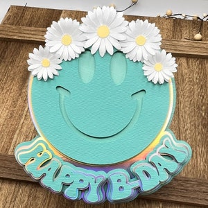 Smiley Face cake topper, emoji cake decor, groovy theme, retro birthday party, hippie&#39;s decor, 70&#39;s birthday, boho topper, happy face topper