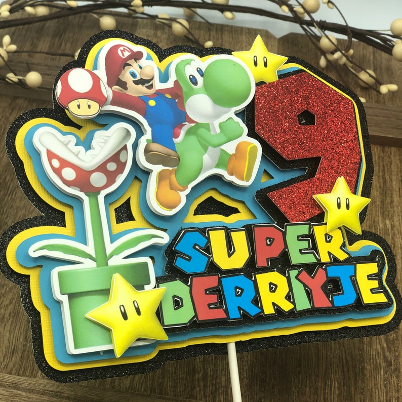 Super Mario Cake topper super nintendo party mario cake | Etsy