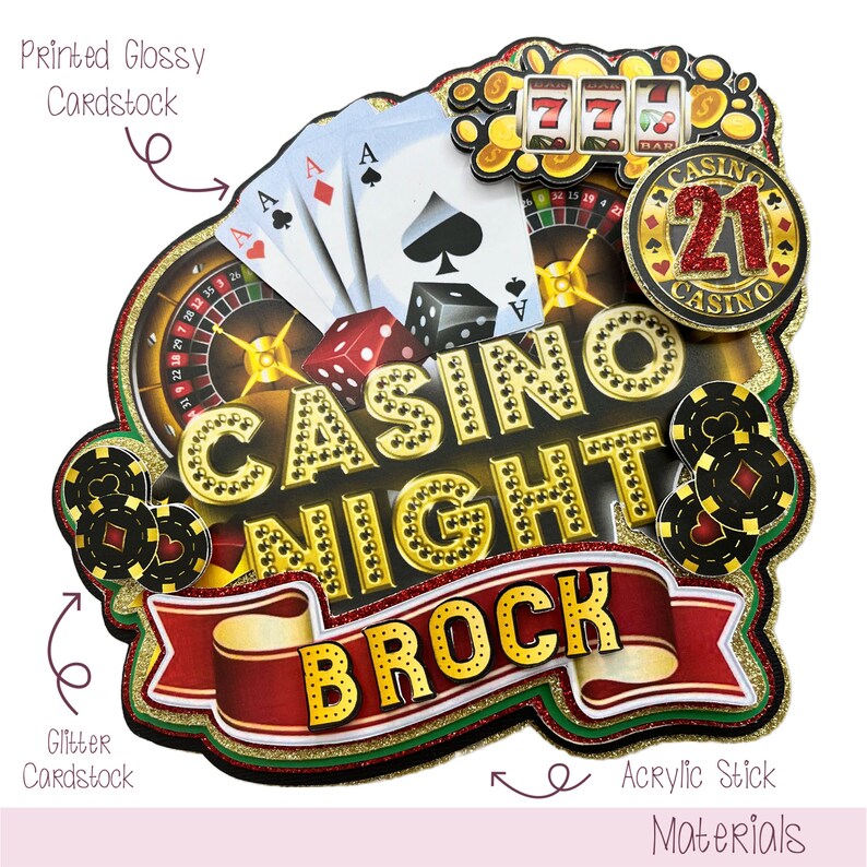 Casino Cake Topper Casino Theme Party Casino Custom Topper - Etsy