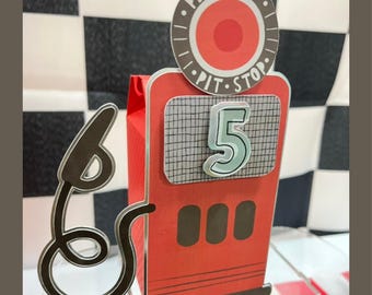 Vintage Race Car Favor Boxes, Pump Station Birthday Party Treats