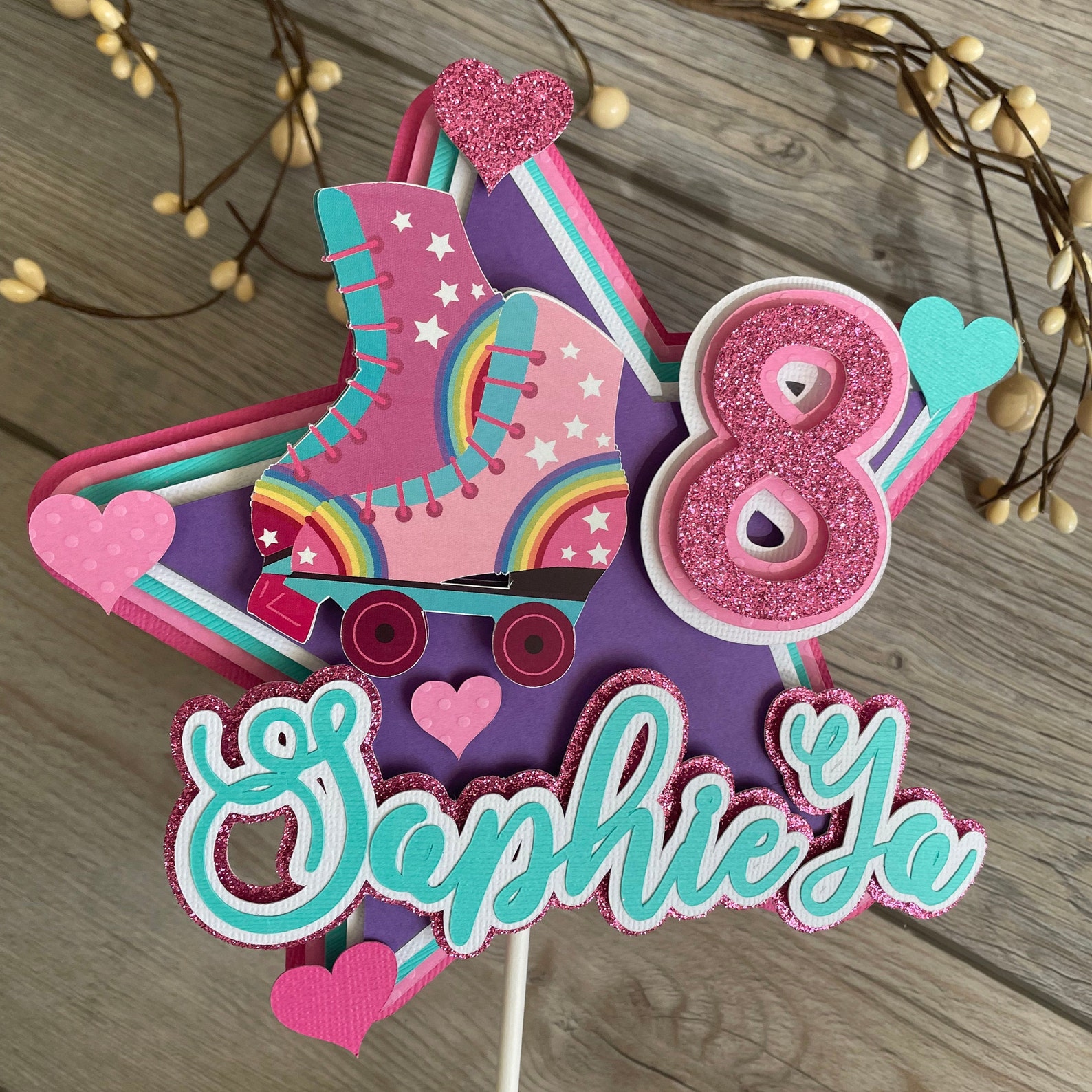 Roller Skate Birthday Cake Topper Roller Derby Party Roller Etsy