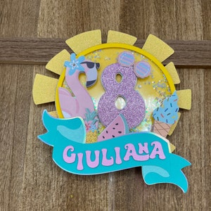 Flamingo cake topper, summer birthday theme, flamingo party, tropical birthday topper, flamingo shaker cake decor, flamingo birthday theme