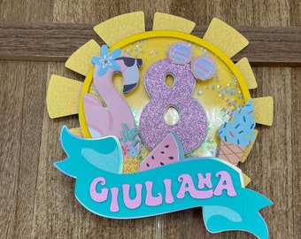 Flamingo Shaker Cake Topper: Tropical Summer Birthday Decor