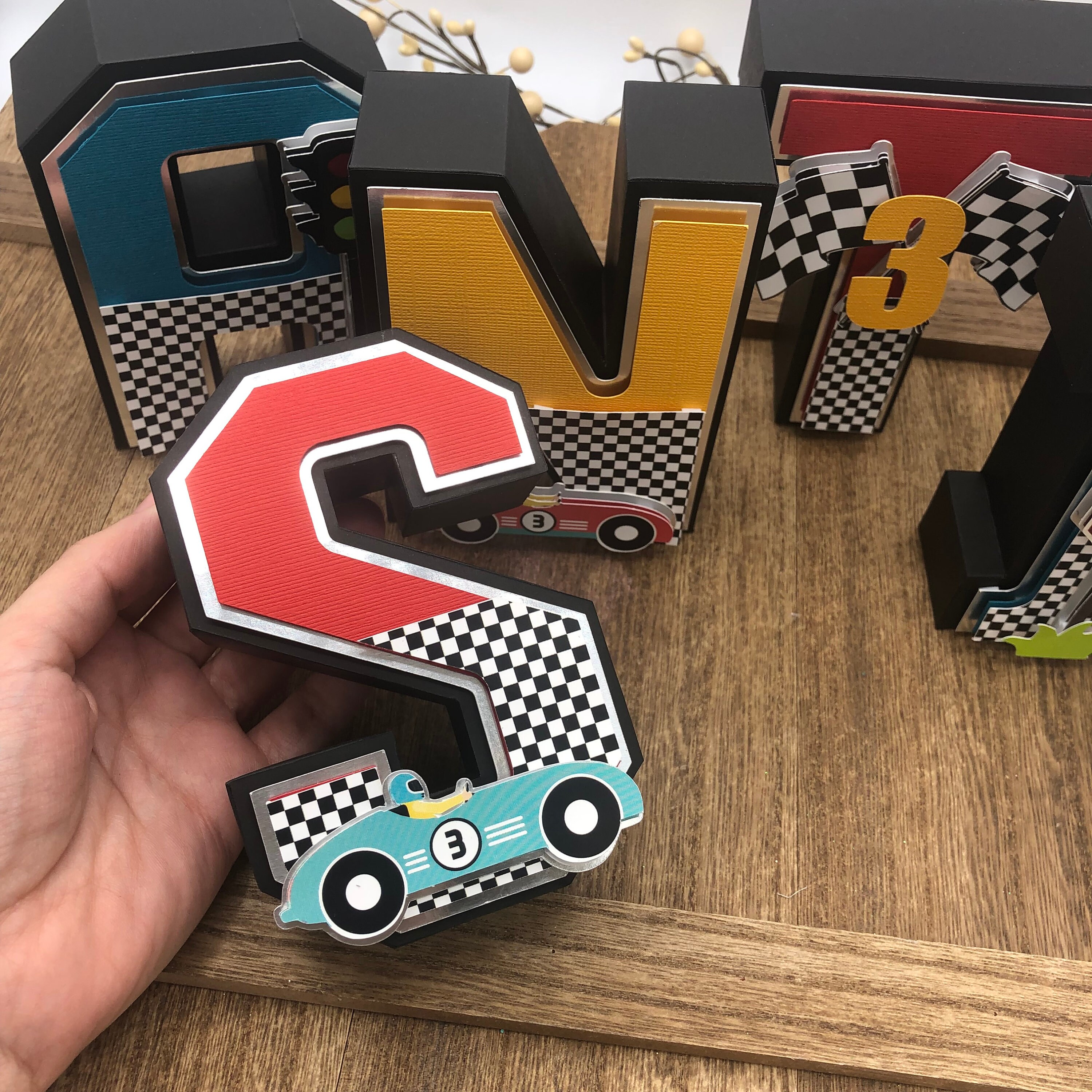Personalized 3D Race Car Letter: Two Fast Birthday Decor - Etsy
