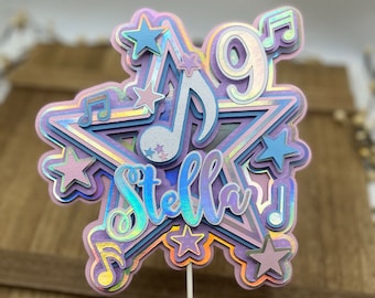 Personalized Music Notes Cake Topper, Teen Girl Birthday Decor