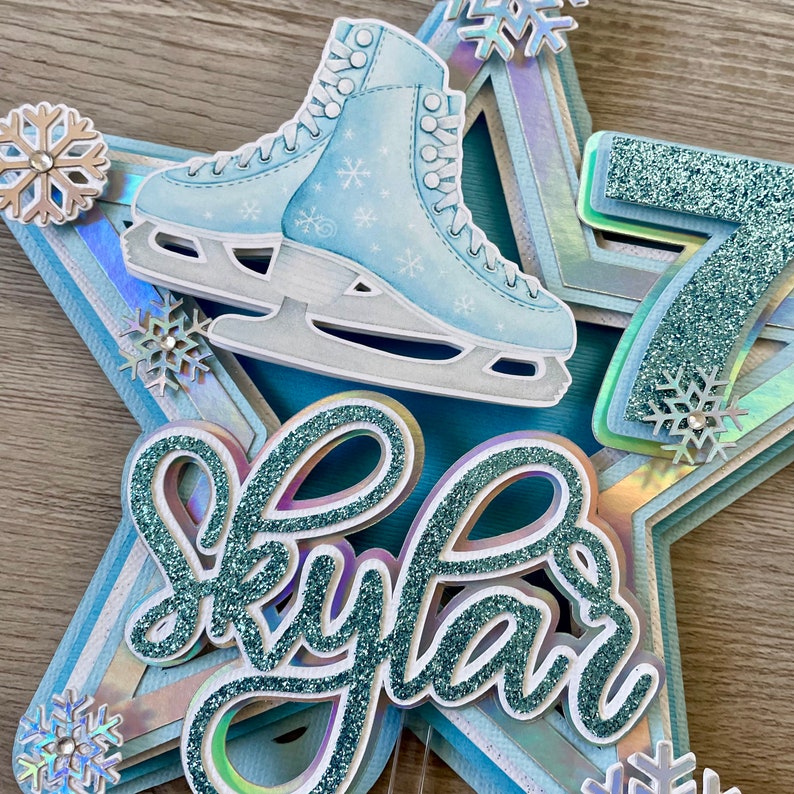 Ice Skates Cake Topper Light Blue Ice Skates Birthday Ice Etsy
