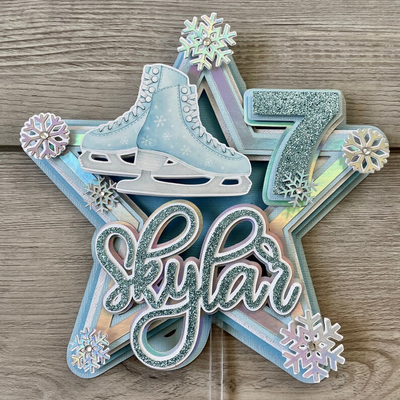 Ice Skates Cake Topper Light Blue Ice Skates Birthday Ice Etsy