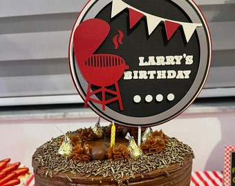 Barbecue Birthday Cake Topper, Grill Party Decor
