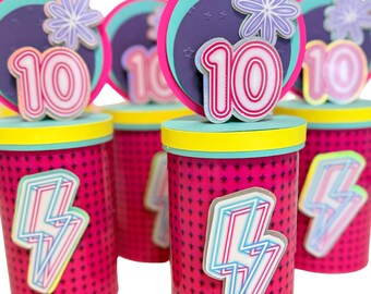 Neon Birthday favors, chip wraps, neon chip cans, neon party theme, candy labels, party gifts, kids party favors