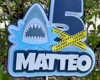 Personalized Shark Cake Topper: Beach Birthday Party Decor