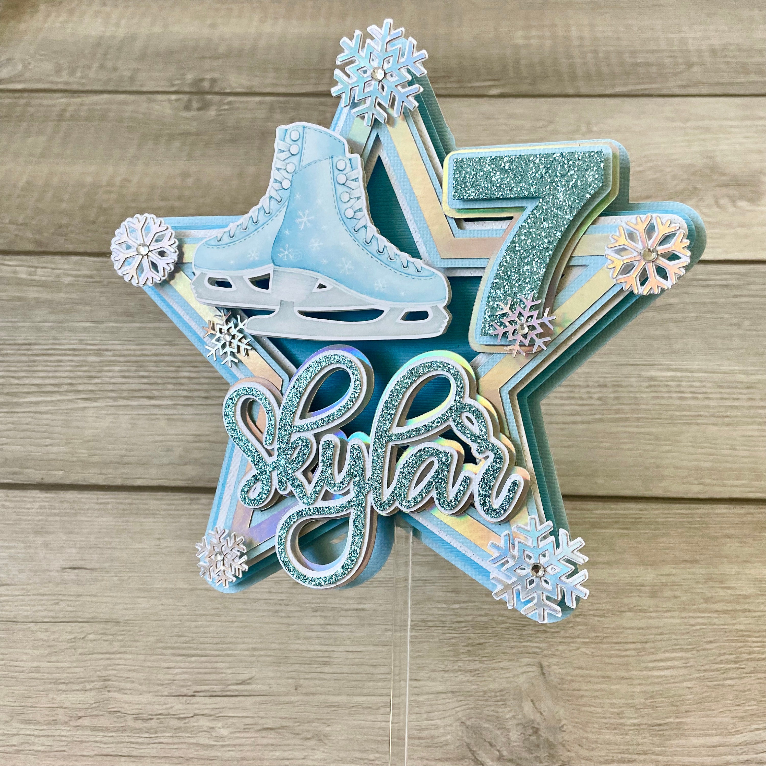 Ice Skates Cake Topper Light Blue Ice Skates Birthday Ice Etsy
