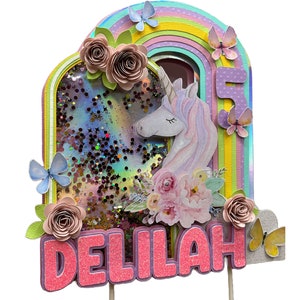 Unicorn cake topper, unicorn theme party, rainbow birthday, unicorn birthday, unicorn shaker topper, rainbow theme party, rainbow cake decor