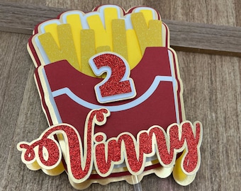 Personalized French Fries Cake Topper, Fast Food Birthday Party Decoration