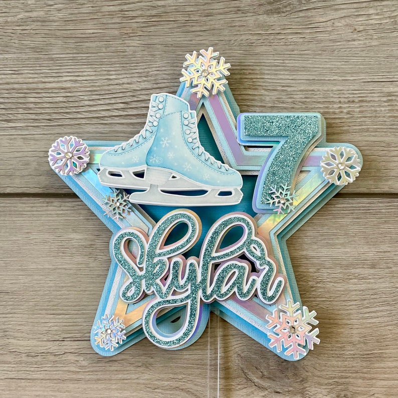 Ice Skates Cake Topper Light Blue Ice Skates Birthday Ice Etsy