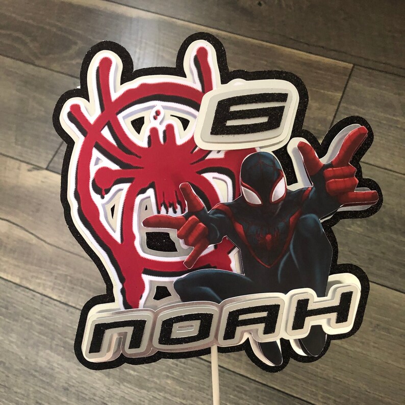 spiderman cake topper miles morales cake topper spider web etsy