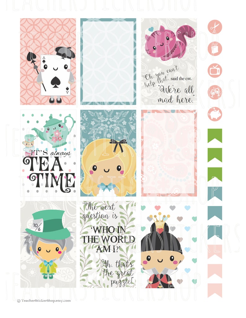 Alice in Wonderland BIG Happy Planner Weekly Sticker Kit | Etsy