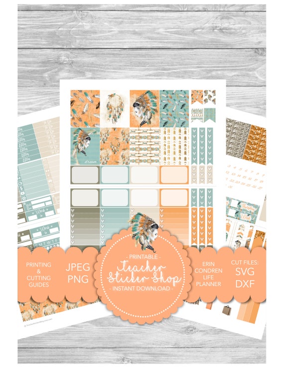 Svg File Included Erin Condren Vertical 14 Designs 14 Weeks E.C PRINTABLE Date Header Planner Stickers
