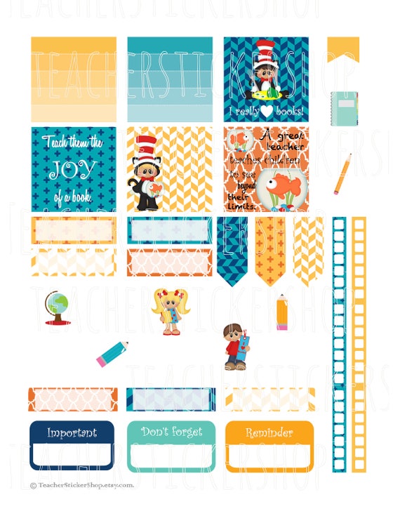 Book Lover Teacher Planner Stickers Printable With Cut Files Etsy