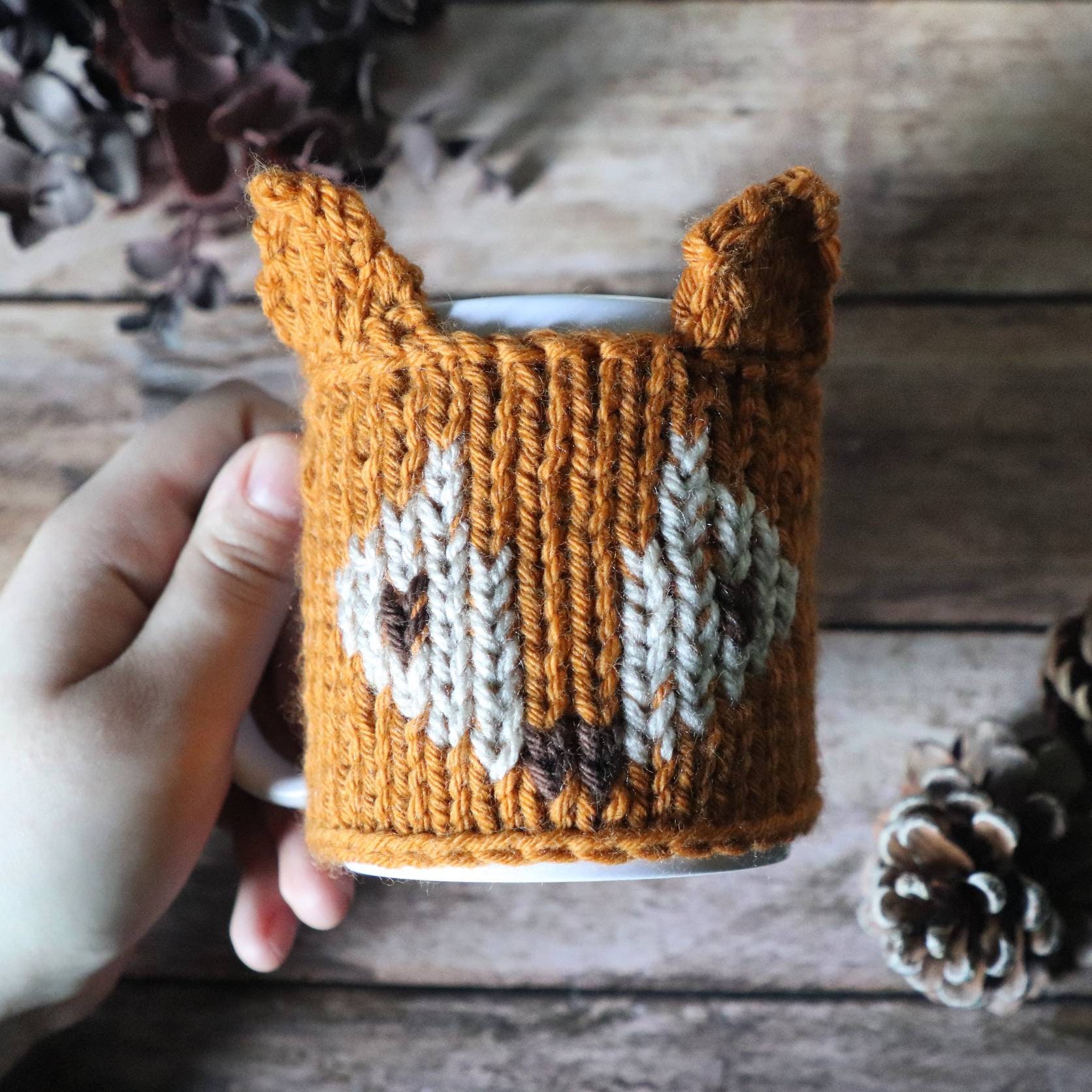 Tour de Tasse Renard, Tasses avec Manteaux Laine, Mugs Tricot, Fait Main