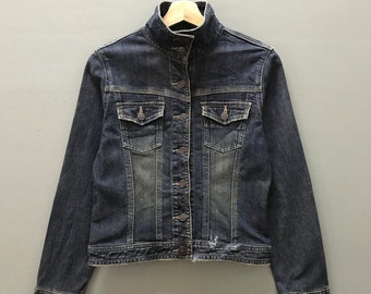 Vintage Distressed Japanese Brand Women Denim Jacket | Women Denim Jacket | Women Jeans | Distressed Denim Jacket