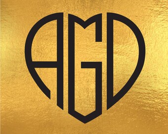 Heart Monogram Font SVG, Interlocking vine monogram font svg, heart font, SVG Fonts, Alphabet, Vinyl Decal SVG files for Silhouette, Cricut