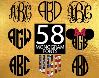 Monogram Svg Monogram Font Svg Monogram Font Bundle Svg Monogram Alphabet Svg Fonts svg Silhouette Files monogram svg files for cricut