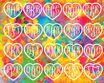 Heart Monogram Font SVG, Interlocking vine monogram font svg, heart font, SVG Fonts, Alphabet, valentine SVG files for Silhouette, Cricut