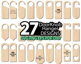 Door Knob Hanger Laser Cut SVG Bundle, Door Knob Design svg laser cut file, Door Knob Hanger template SVG, Doorknob hanging sign svg