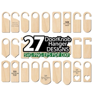 Deurknop Hanger Laser Cut SVG Bundel, Deurknop Ontwerp SVG Lasergesneden bestand, Deurknop Hanger sjabloon SVG, Deurknop hangend teken SVG