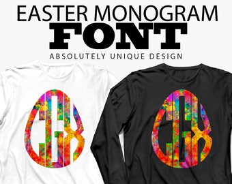 Circle monogram svg, Easter monogram svg, Easter svg, Egg svg, bunny svg, easter day svg, Digital Font, Svg files for Silhouette, Cricut