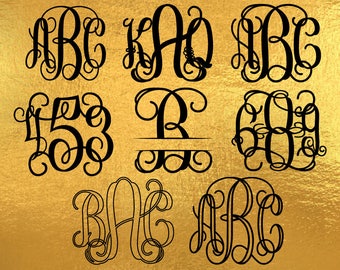 Bundle svg, Vine monogram svg, Interlocking Vine Monogram SVG, interlocking Vine Monogram Font svg Cut files, Svg files for Silhouete Cricut
