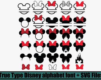 30 Svg bundle, Mickey Mouse Monogram Frames SVG Collection, Minnie Mouse Monogram Frames DXF, Clipart Files for Silhouette Cameo or Cricut