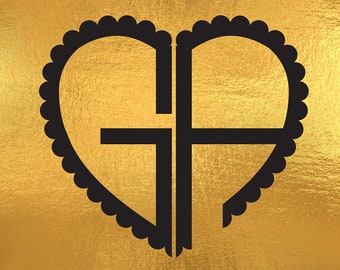 Scalloped Heart Monogram Font SVG, Heart svg, heart font, SVG Fonts, heart font svg, valentine SVG files for Silhouette, Cricut