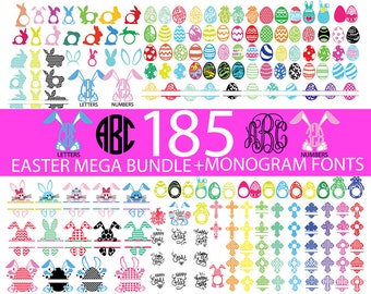 Easter Svg, bunny svg, Bundle Svg, Easter monogram frames svg, Easter bundle svg, Easter Bunny svg, Cross svg, Eggs, Peeps Monogram Font Cri
