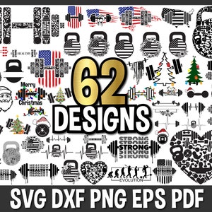 Barbell SVG, GYM SVG, Fitness svg, Dumbbell svg, Barbell clipart svg, Barbell bundle Svg, Workout Svg, For Cricut and Silhouette studio
