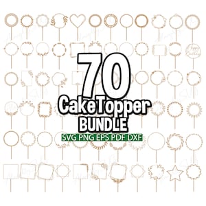 Verjaardagstaart topper SVG, bruidstaart topper bundel SVG, taart topper lasergesneden bestand, taart topper sjabloon SVG, lasersnijden bestanden svg