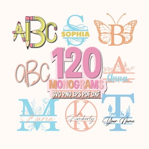 Monogramm SVG Bundle, 120 Schriftarten, Alphabete (Digitaler Download)