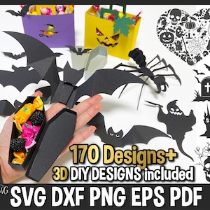 Halloween svg bundel, Halloween svg, vleermuis svg, ghost svg, Coffing svg, DIY Halloween gift box svg bestanden Cricut en silhouette studio.