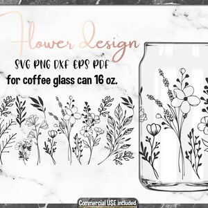 Coffee glass wrap svg, can glass wrap svg, 16oz glass can svg, coffee Glass can Svg, svg files for Cricut