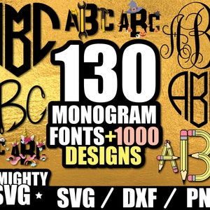 Download 130 Monogram Svg Monogram Font Svg Monogram Font Bundle Svg Etsy