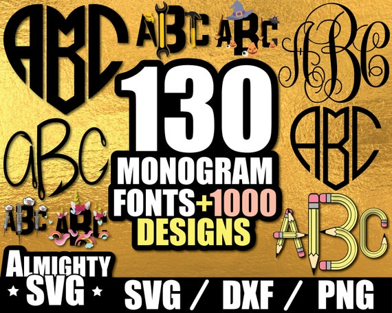 Download 130 Monogram Svg Monogram Font Svg Monogram Font Bundle Svg Etsy