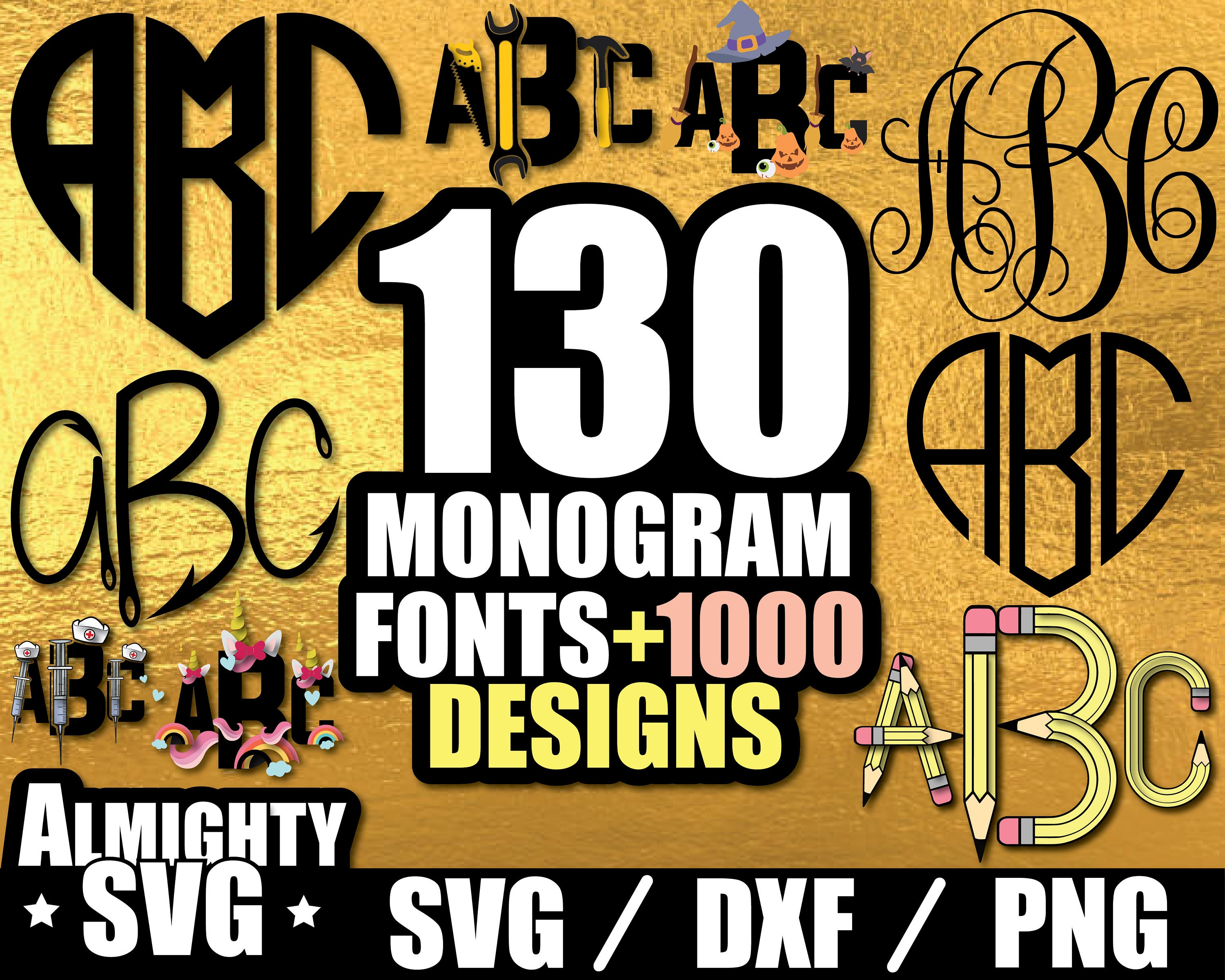 Download 130 Monogram Svg Monogram Font Svg Monogram Font Bundle Svg Etsy