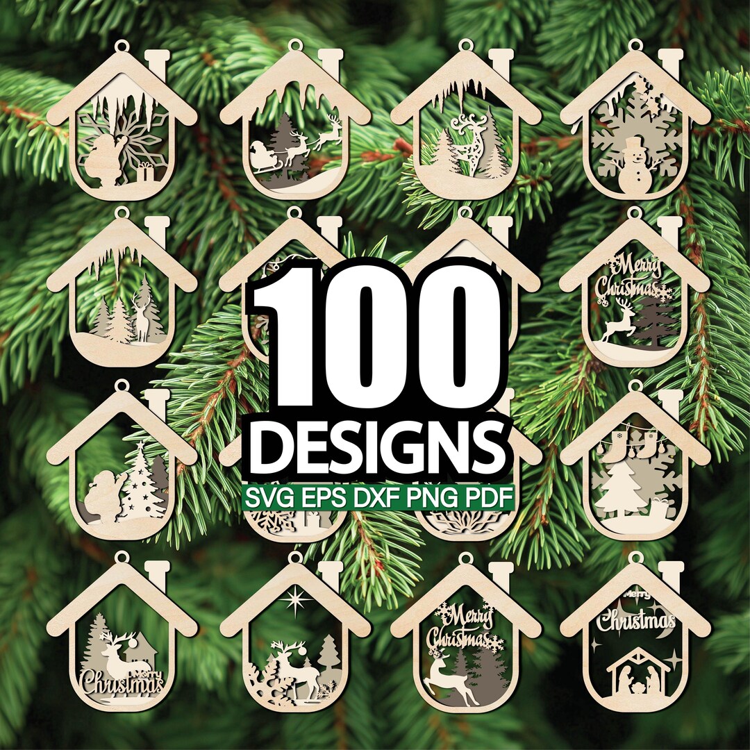 Christmas Ornament Laser Cut Files SVG, Christmas Ornaments SVG Bundle ...