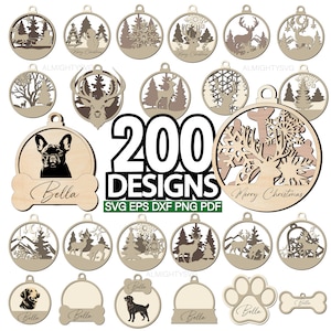 Bolas de Natal Decorações de Árvore Artesanato Pendurado SVG, Enfeites de Natal SVG, Arquivos SVG de Enfeites, Arquivos de corte a laser de Natal, Arquivos de corte CNC