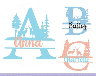 Delat monogram SVG | Monogramtypsnitt SVG | monogram svg | svg-typsnitt | Alfabet | gravyr | monogram svg-filer för Cricut Silhouette