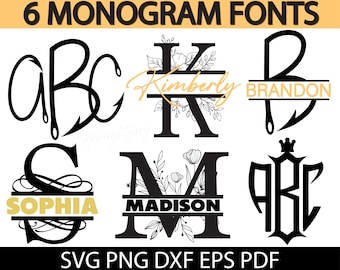 Pakiet Monogramów SVG | Litery monogramów SVG | Alfabet monogramów | Alfabety monogramów | Pliki SVG monogramów rodzinnych dla Cricut