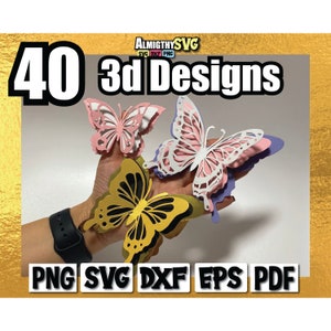 Butterfly SVG, 3D Butterfly-svg, vlinderbundel-svg, vlindersjabloon-svg, voor Cricut