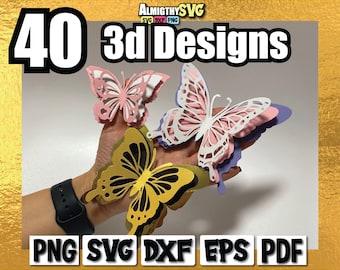 Schmetterling SVG, 3D Schmetterling SVG, Schmetterling Bundle svg, Schmetterling Vorlage svg, für Cricut und Silhouette Studio.