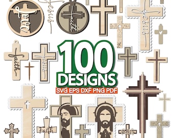 Cross SVG Bundle for Laser Cut, Christian Ornament Design, Baptism & Communion Decor, DXF PNG