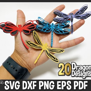 Libélula SVG, Libélula DIY SVG, Paquete de libélulas SVG, Archivos SVG de plantilla de libélula para Cricut y Silhouette Studio.